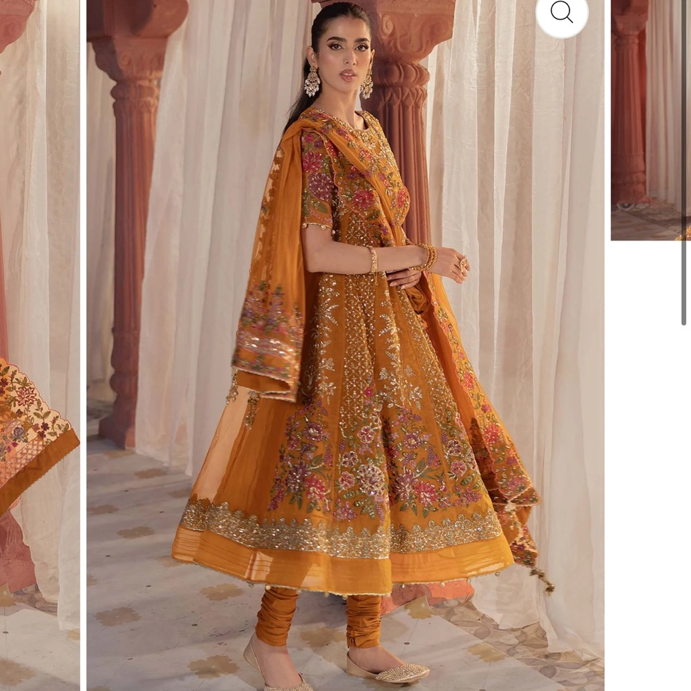 Embroidered Orange Anarkali Suit